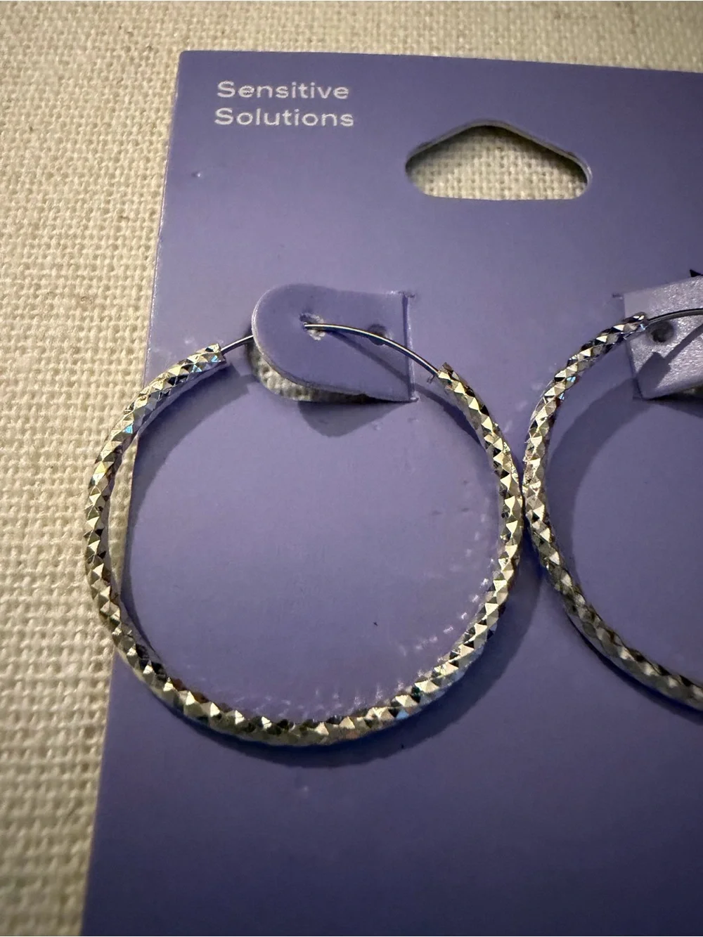 Claire's Silver Textured Hoop Earrings - Silver - Sensitive Solutions